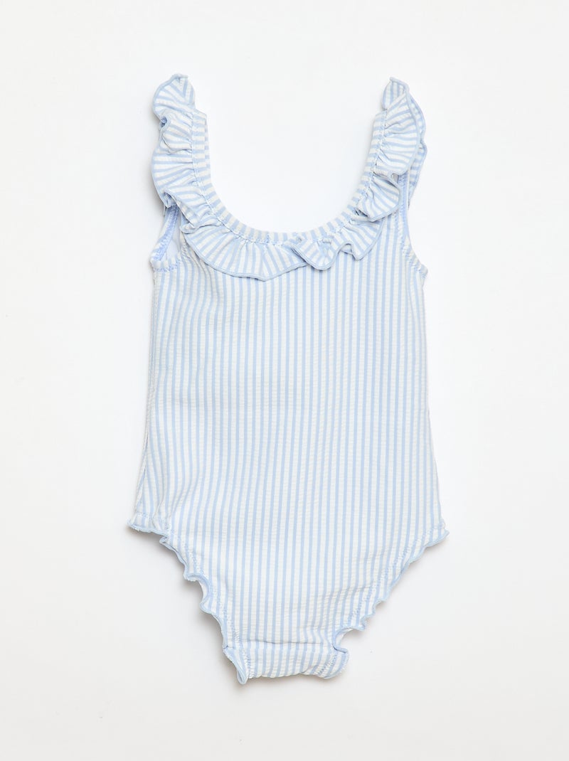 Maillot de bain 1 pièce avec volants Bleu - Kiabi