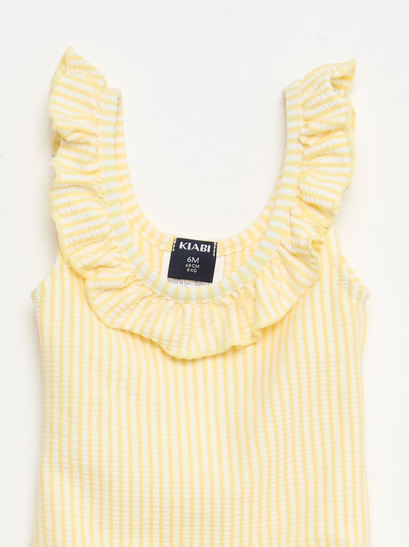 Maillot de bain 1 pièce avec volants Jaune - Kiabi