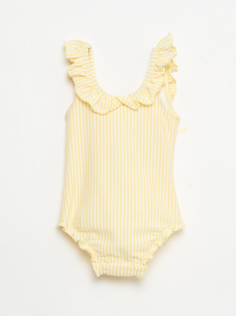 Maillot de bain 1 pièce avec volants Jaune - Kiabi