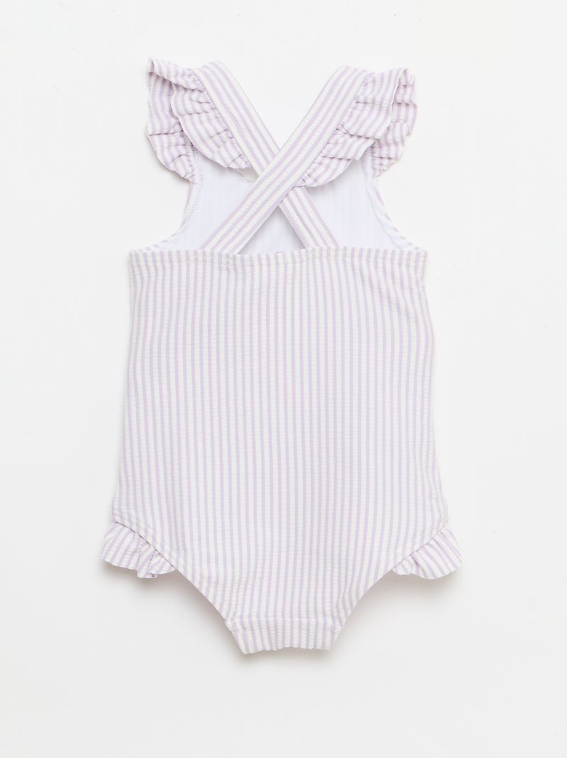 Maillot de bain 1 pièce avec volants Violet - Kiabi