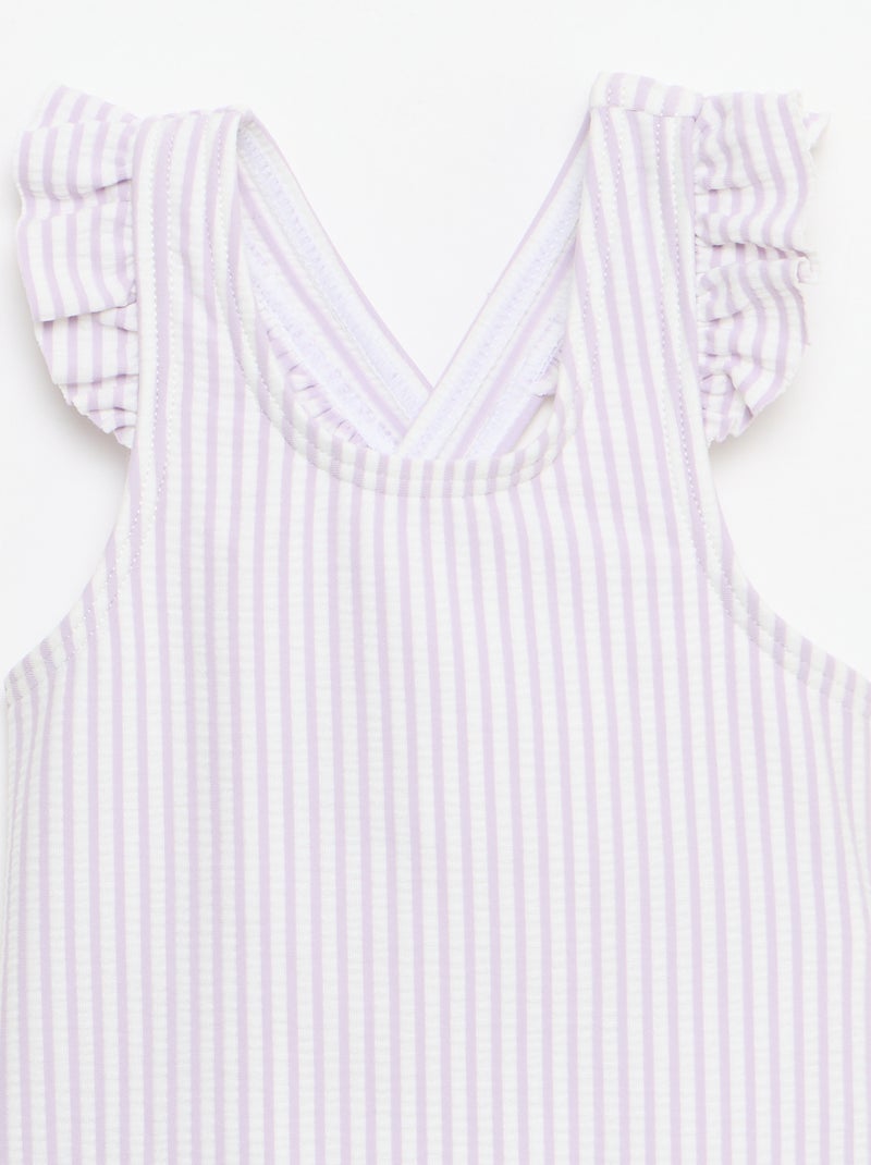 Maillot de bain 1 pièce avec volants Violet - Kiabi