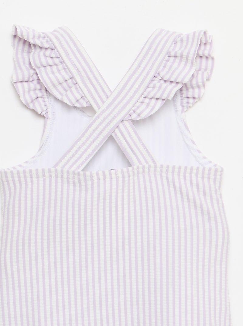 Maillot de bain 1 pièce avec volants Violet - Kiabi