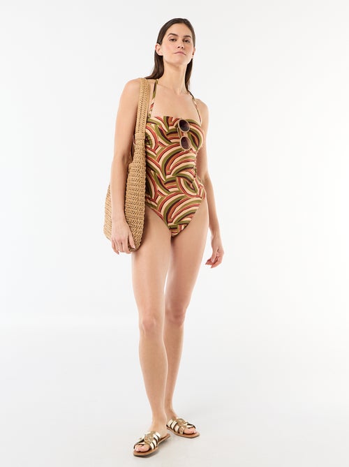 Maillot de bain 1 pièce bandeau imprimé - Kiabi