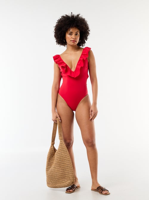 Maillot de bain 1 pièce décolleté plongeant - Kiabi
