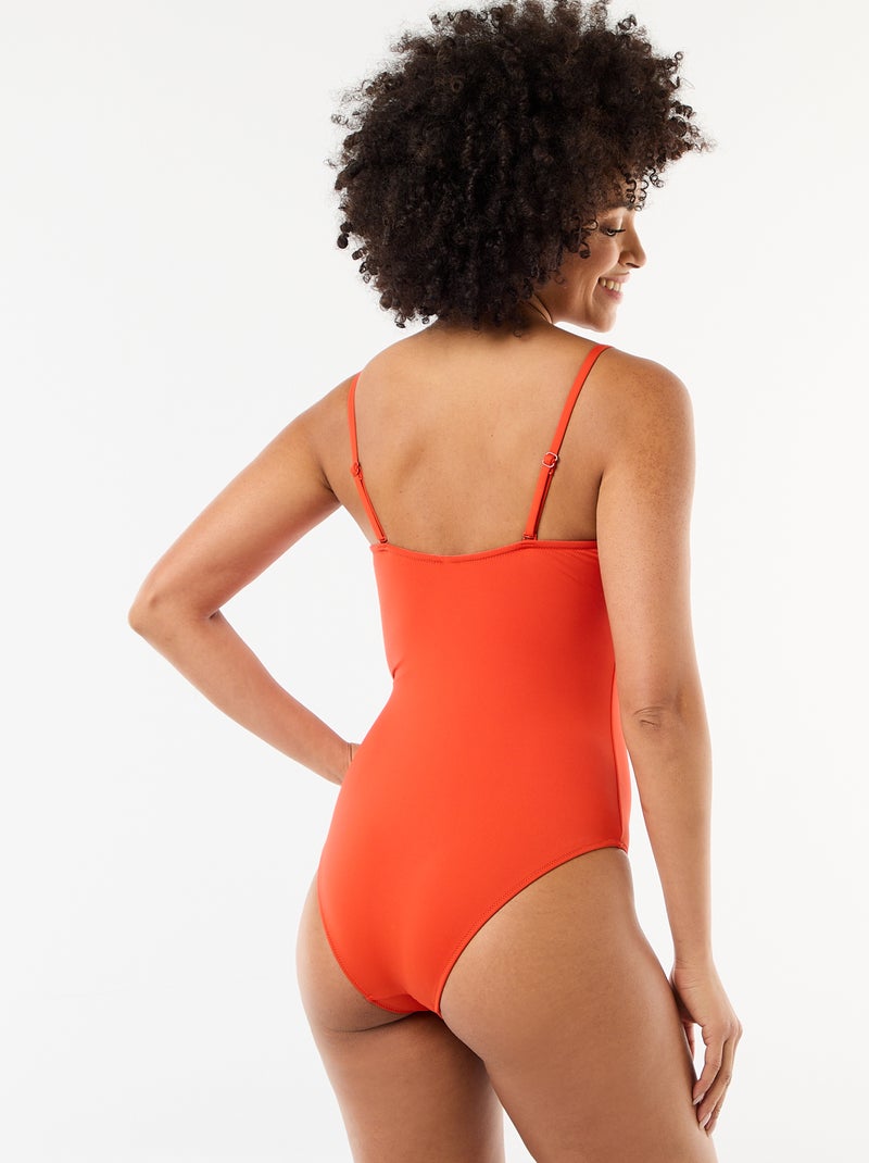 Maillot de bain 1 pièce encolure carrée Orange - Kiabi