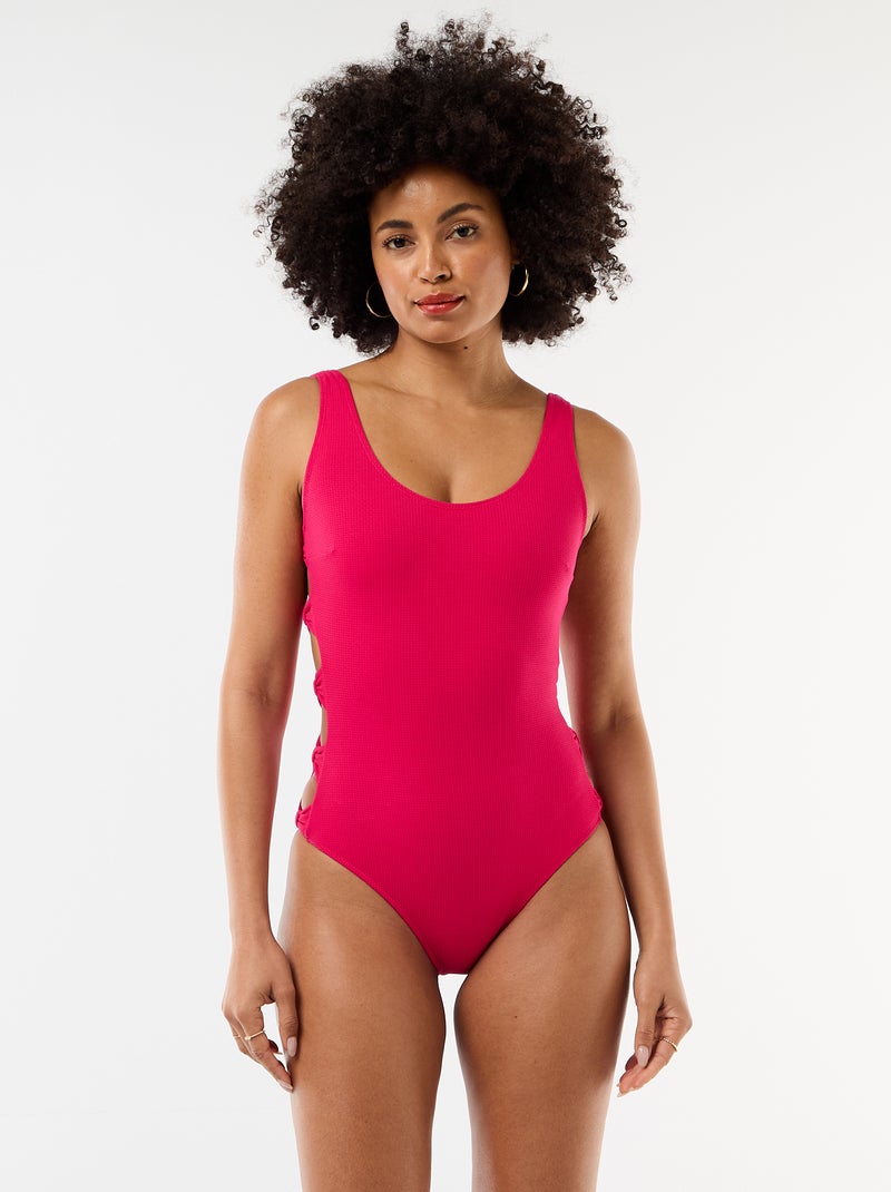 Maillot de bain 1 pièce fendu sur les côtés Rose - Kiabi