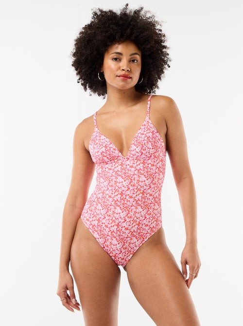 Maillot de bain 1 pièce imprimé fleuri - Kiabi