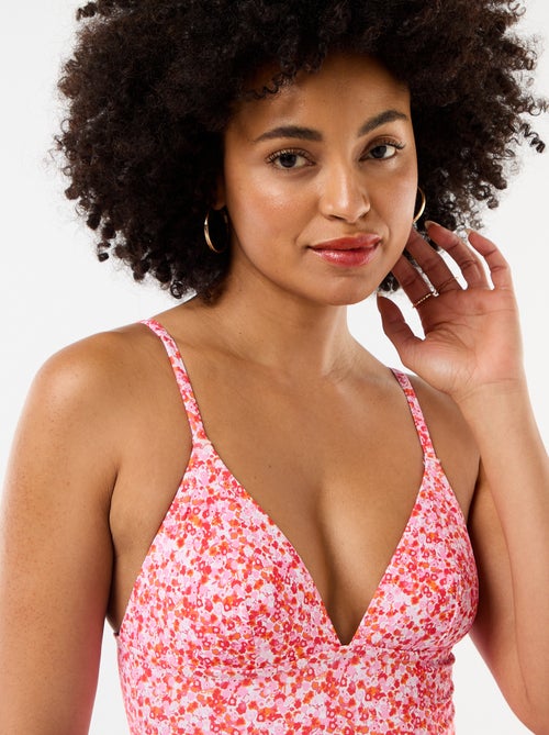 Maillot de bain 1 pièce imprimé fleuri - Kiabi