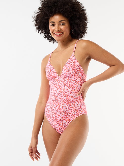 Maillot de bain 1 pièce imprimé fleuri - Kiabi