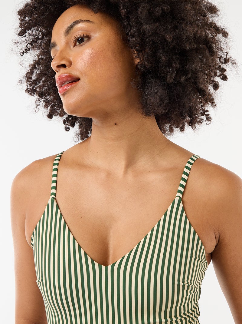 Maillot de bain 1 pièce imprimé réversible Vert - Kiabi