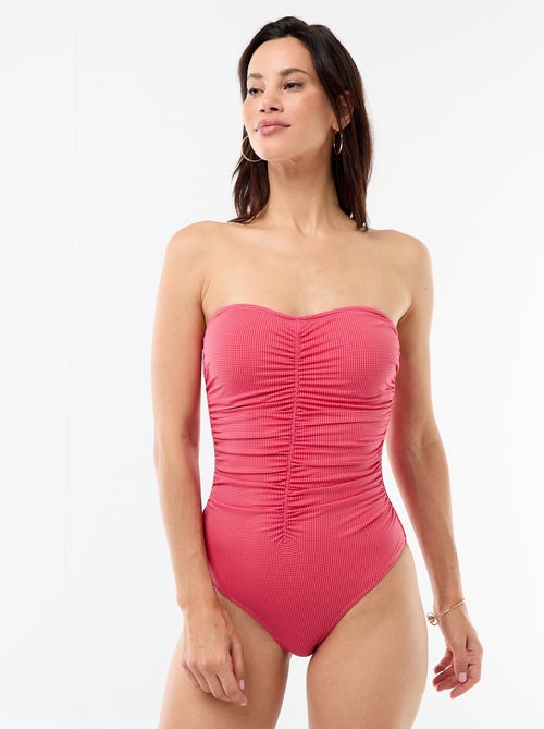 Maillot de bain 1 pièce imprimé vichy - Kiabi