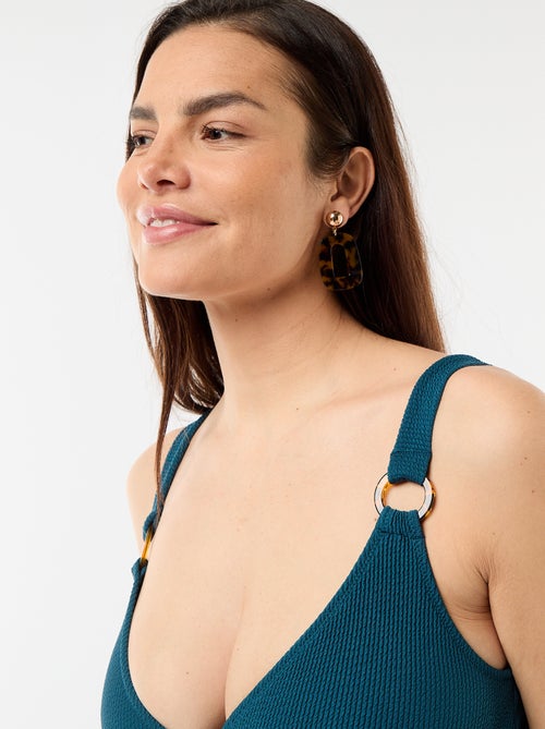 Maillot de bain 1 pièce maternité en maille gaufrée - Kiabi