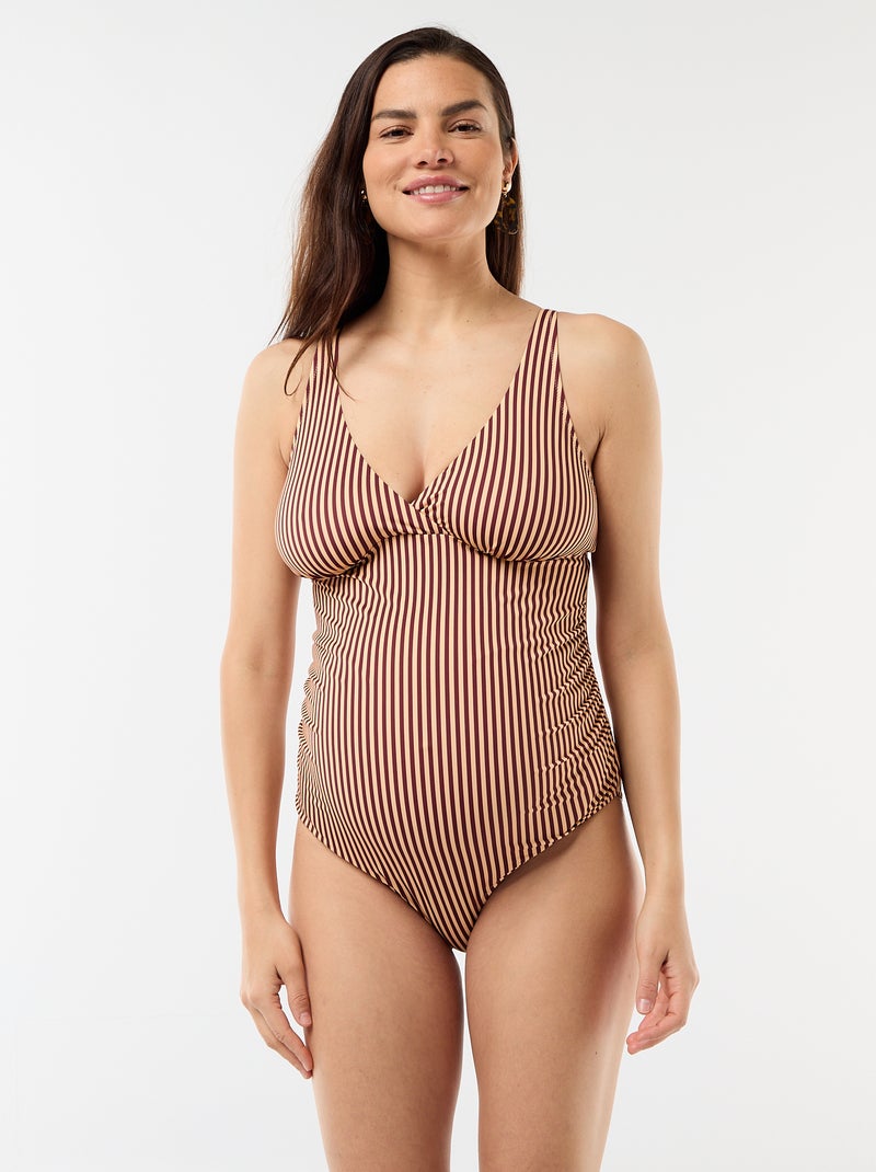 Maillot de bain 1 pièce maternité imprimé Rouge - Kiabi