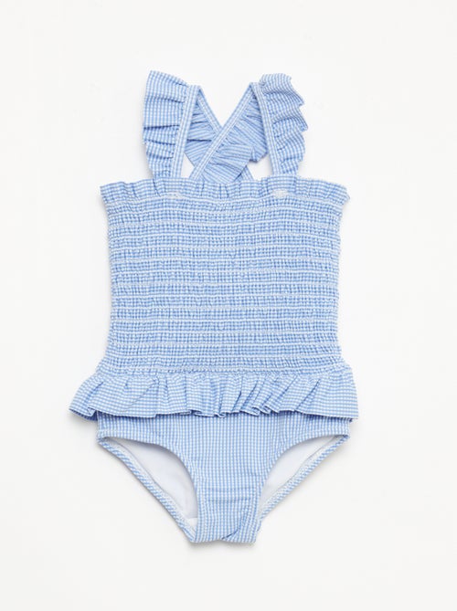 Maillot de bain 1 pièce smocké à volants - Kiabi