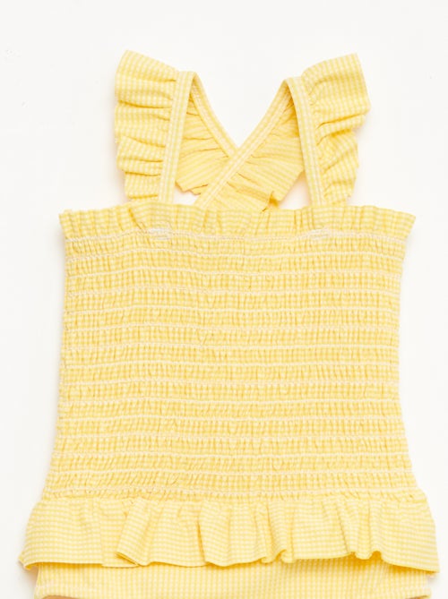 Maillot de bain 1 pièce smocké à volants - Kiabi