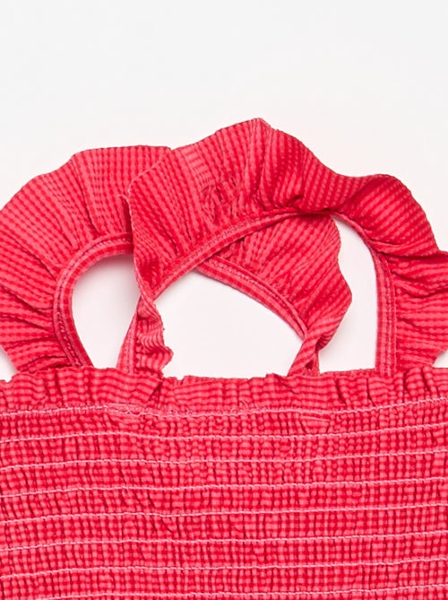 Maillot de bain 1 pièce smocké à volants - Kiabi