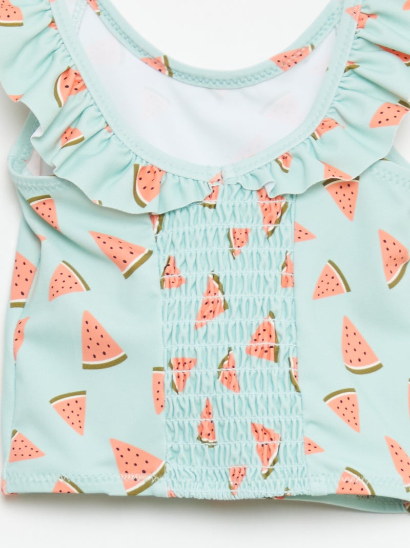 Maillot de bain 2 pièces avec effet volanté Vert - Kiabi