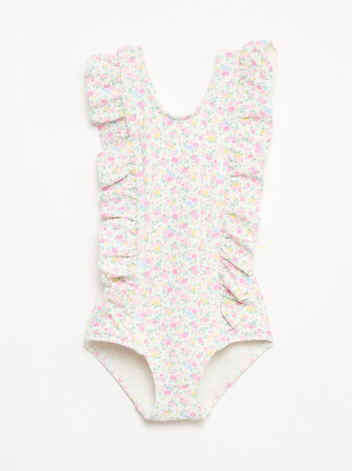 Maillot de bain à motif et volants - Kiabi