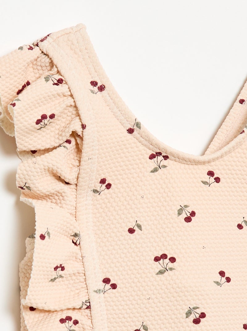 Maillot de bain à motif et volants Rose - Kiabi