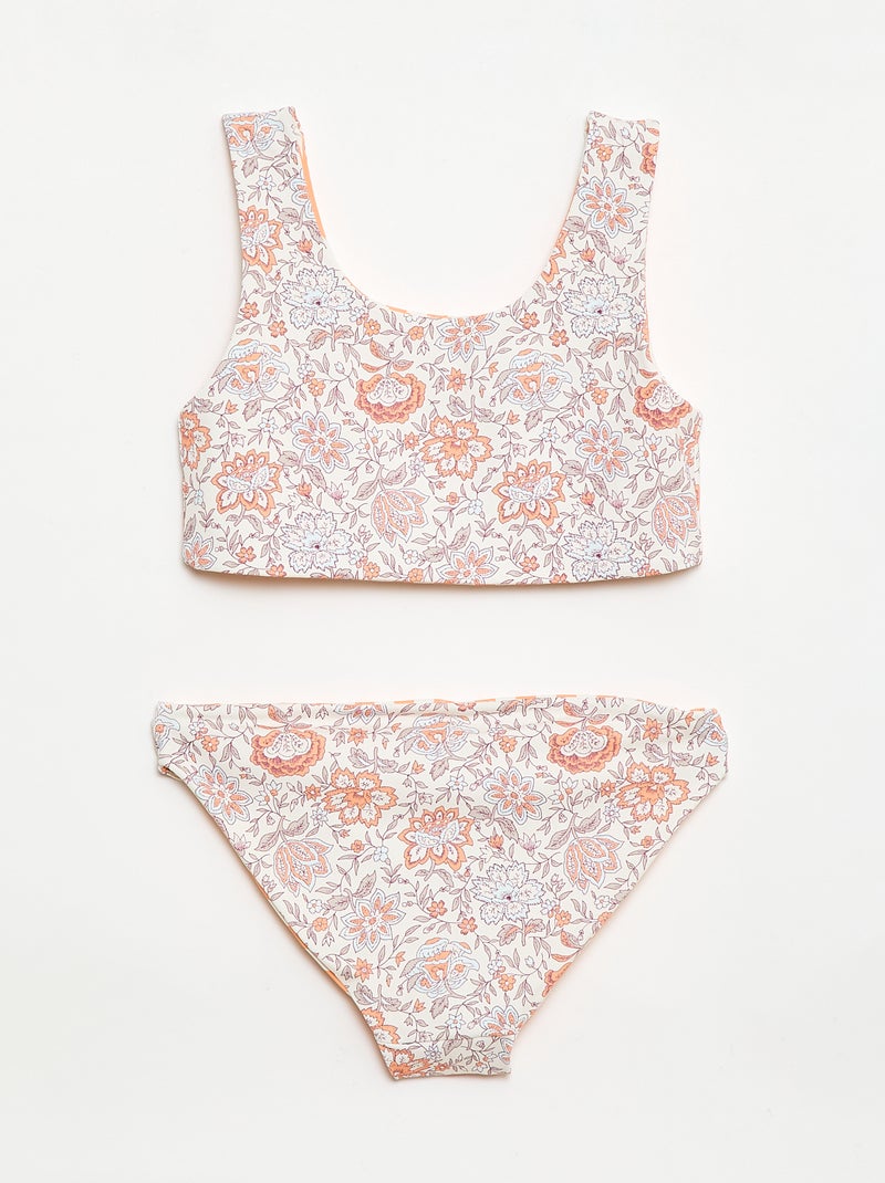 Maillot de bain imprimé réversible - 2 pièces Blanc - Kiabi