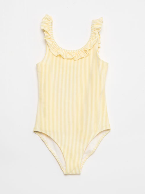Maillot de bain rayé volanté extensible - Kiabi