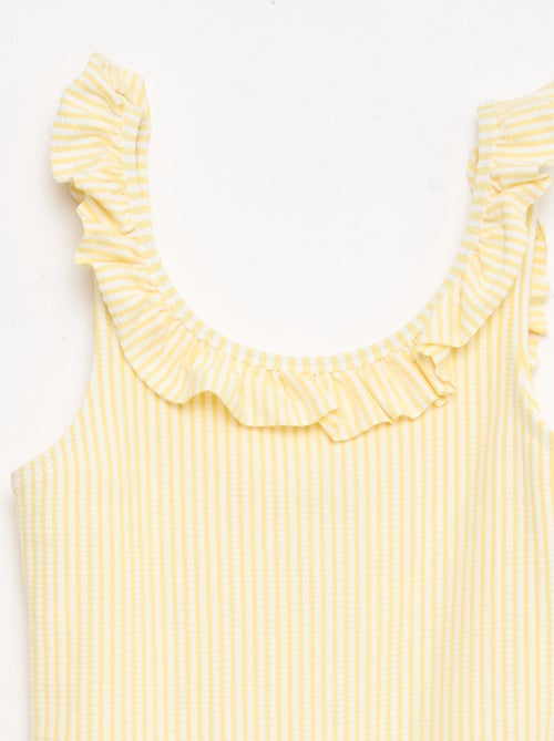 Maillot de bain rayé volanté extensible - Kiabi