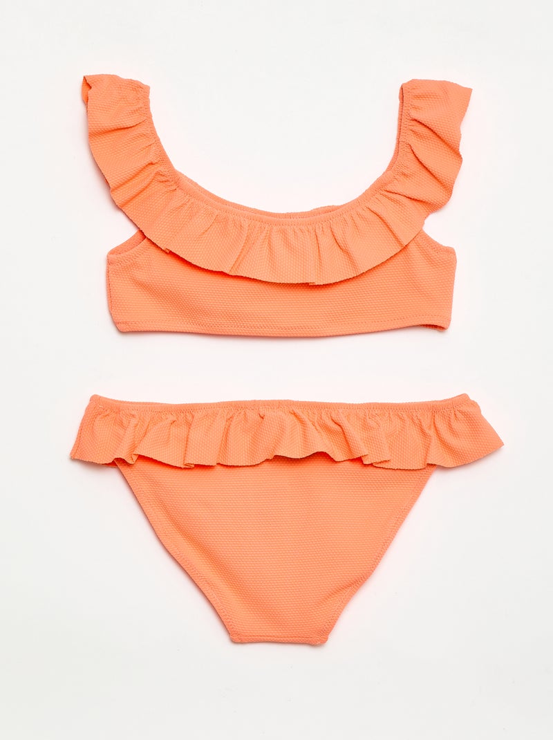 Maillot de bain volanté en maille - 2 pièces Orange - Kiabi