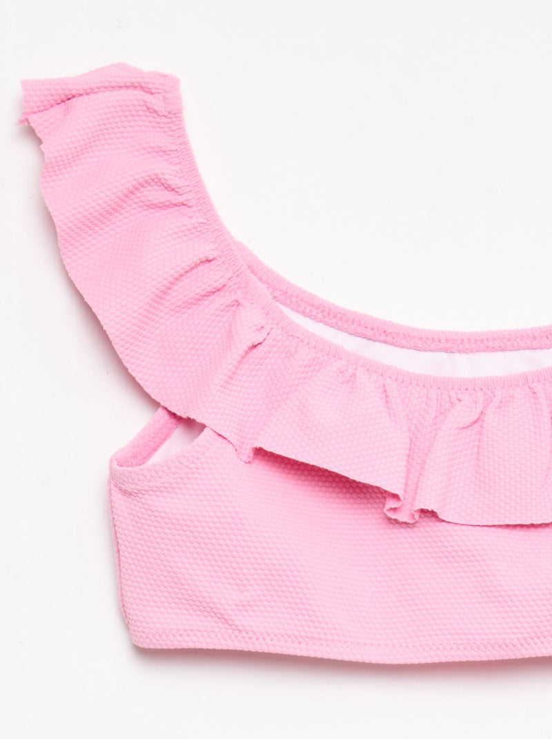 Maillot de bain volanté en maille - 2 pièces Rose - Kiabi