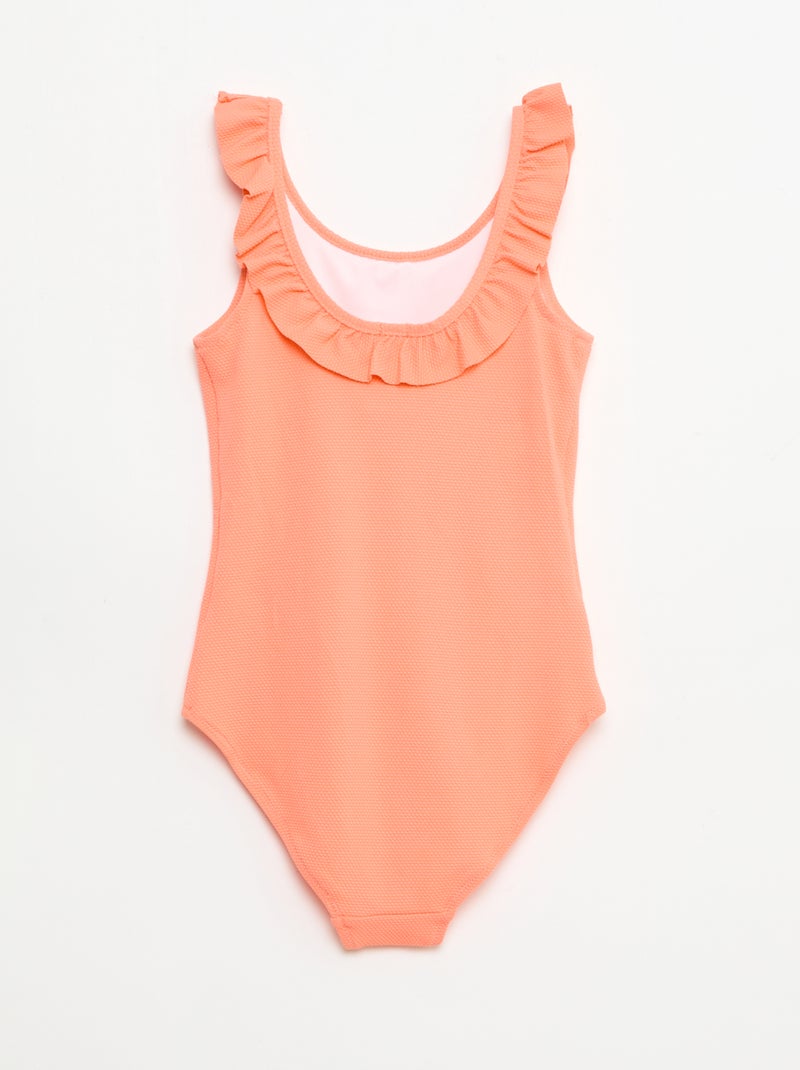 Maillot de bain volanté uni Orange - Kiabi
