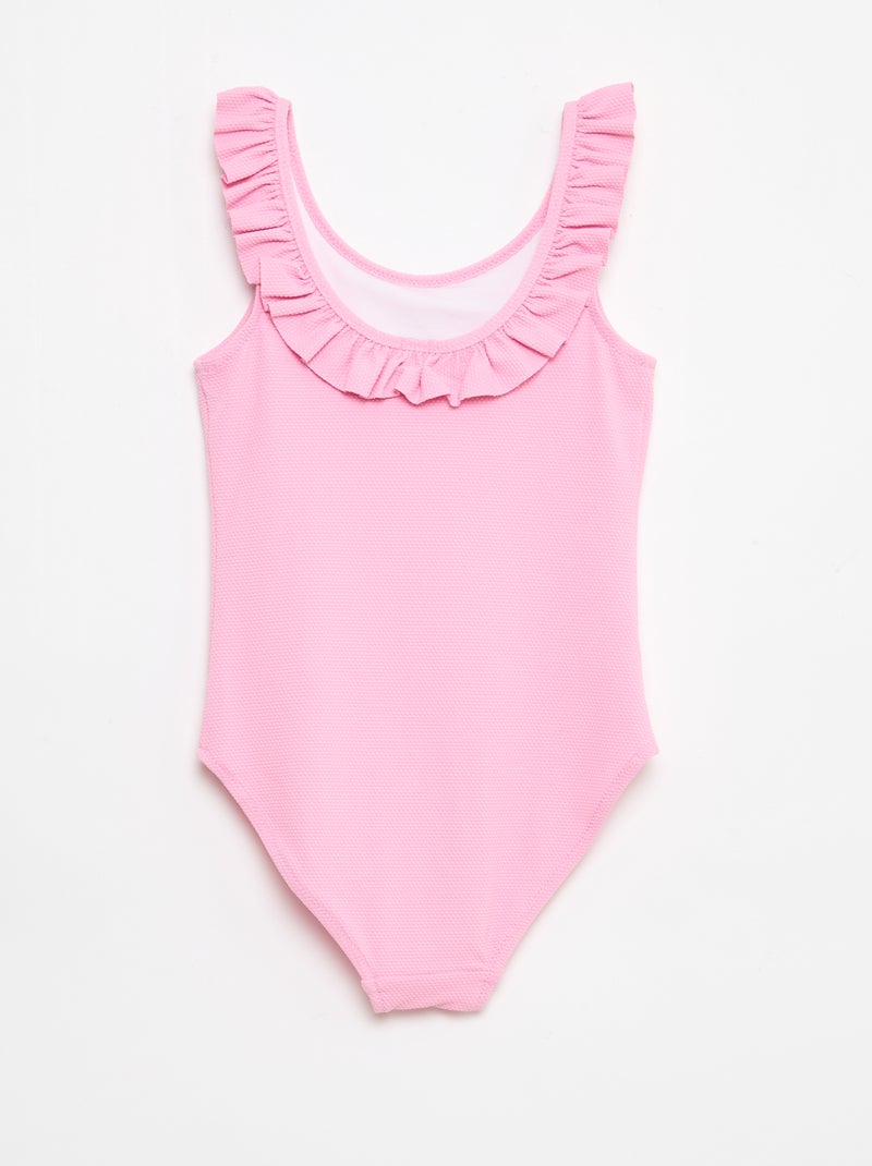 Maillot de bain volanté uni Rose - Kiabi
