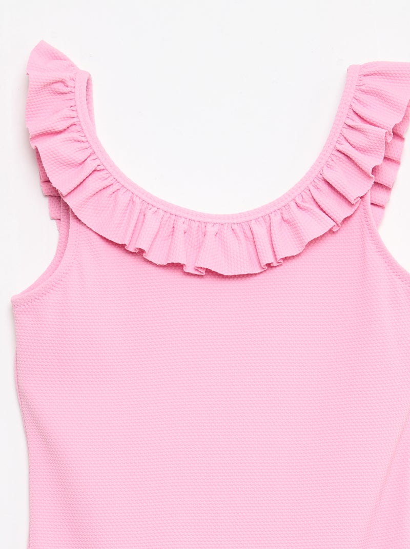 Maillot de bain volanté uni Rose - Kiabi