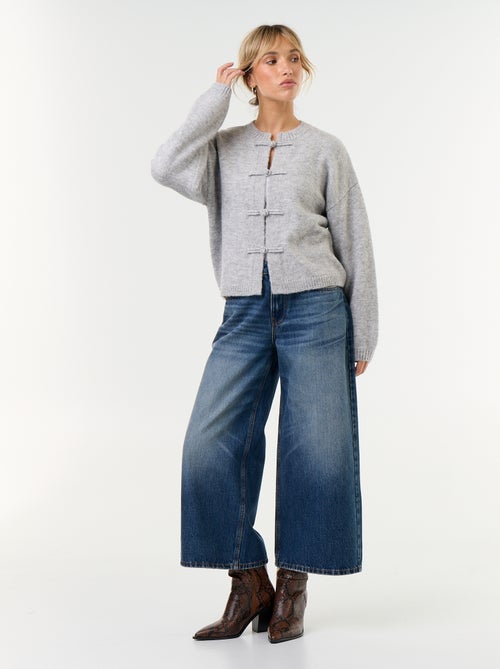 Mandarin Button-Front Long-Sleeved Cardigan - Kiabi