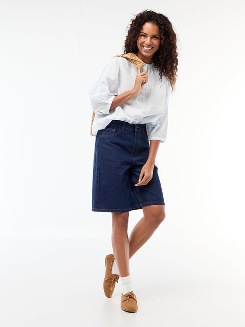 Mandarin Collar 3/4 Sleeve Shirt - Kiabi
