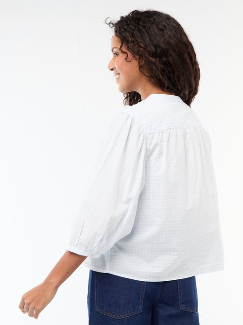 Mandarin Collar 3/4 Sleeve Shirt - Kiabi