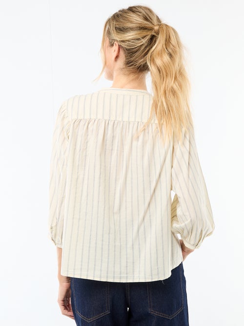 Mandarin Collar 3/4 Sleeve Shirt - Kiabi
