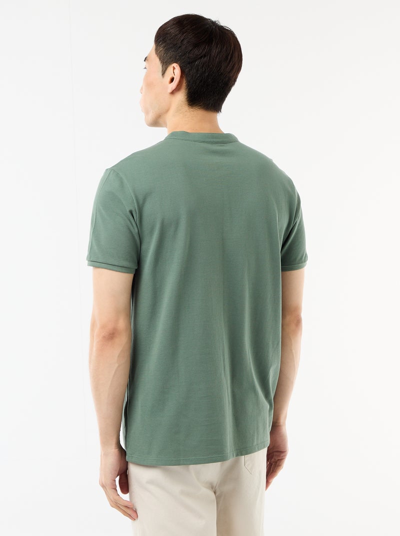 Mandarin Collar Polo Shirt Green - Kiabi