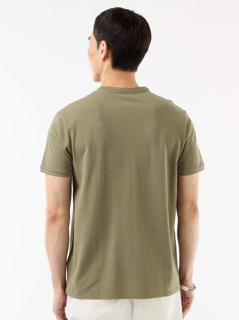 Mandarin Collar Polo Shirt Green - Kiabi