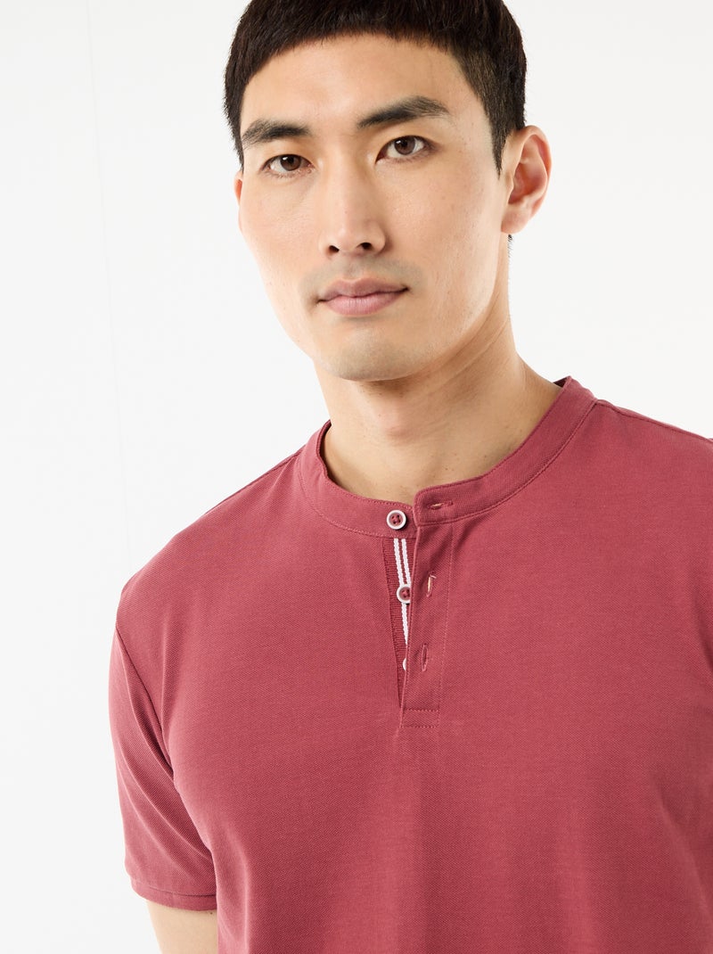 Mandarin Collar Polo Shirt Red - Kiabi