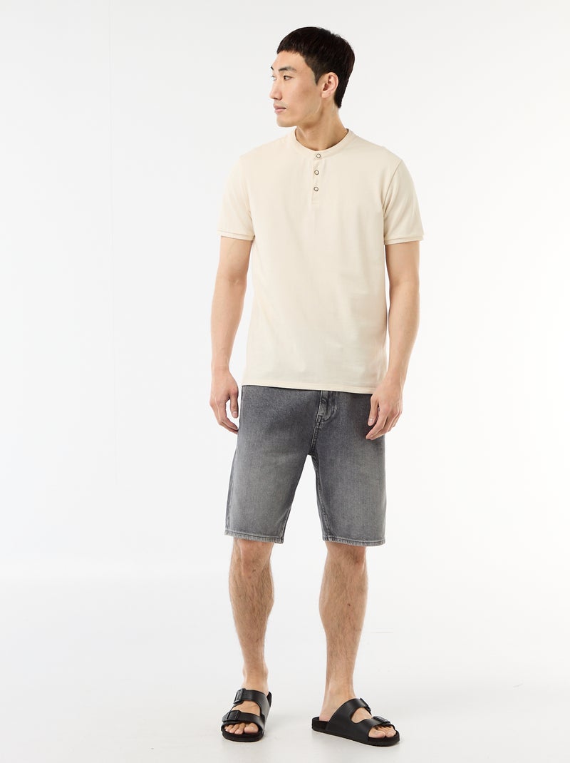 Mandarin Collar Polo Shirt White - Kiabi