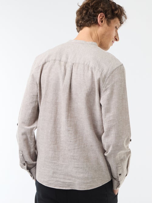 Mandarin collar shirt with linen - Kiabi