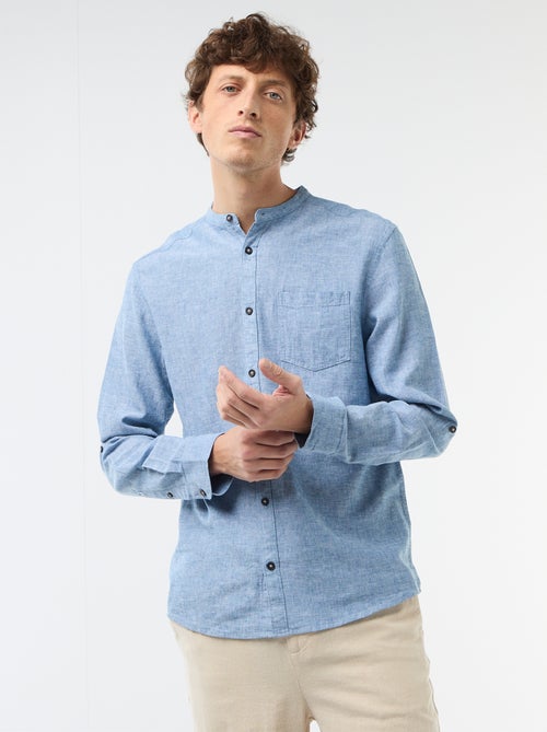 Mandarin collar shirt with linen - Kiabi