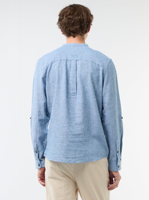 Mandarin collar shirt with linen - Kiabi