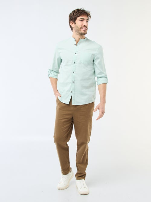 Mandarin collar shirt with linen - Kiabi
