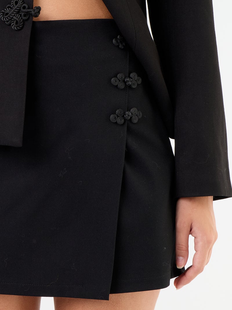 Mandarin Detail Skort Black - Kiabi