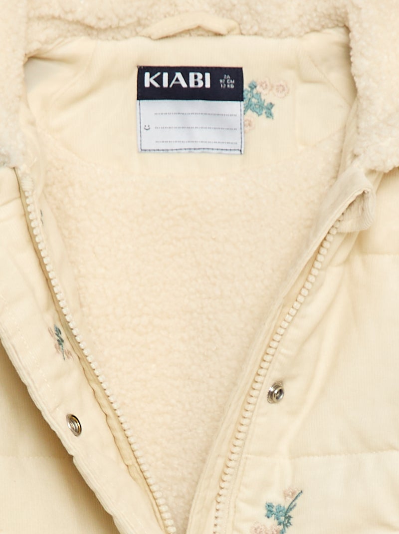 Manteau à capuche en velours Beige - Kiabi