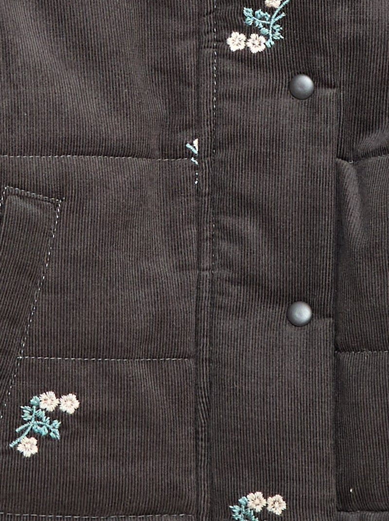 Manteau à capuche en velours Gris - Kiabi