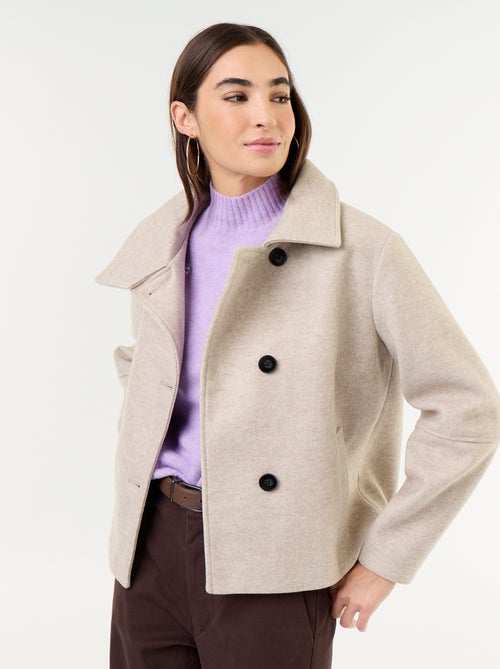 Manteau court effet lainage - Kiabi