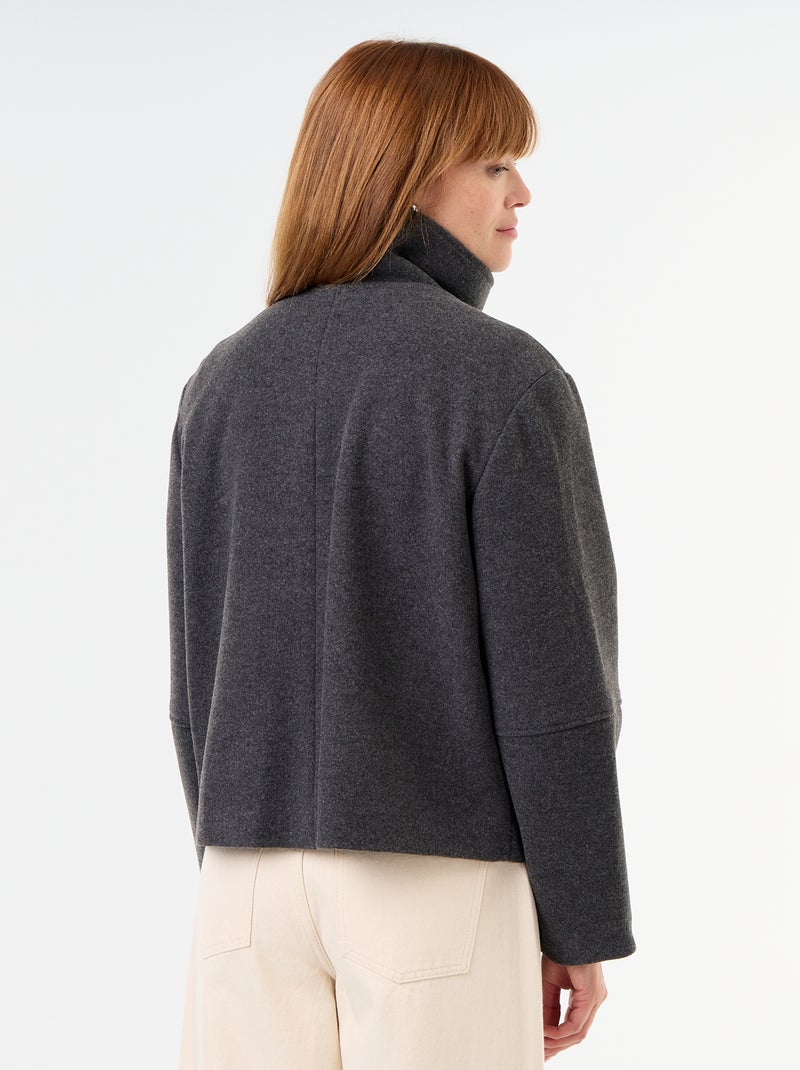 Manteau court effet lainage Gris - Kiabi