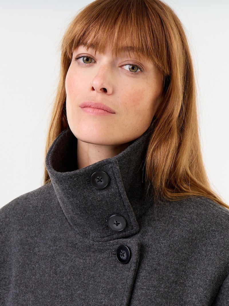 Manteau court effet lainage Gris - Kiabi