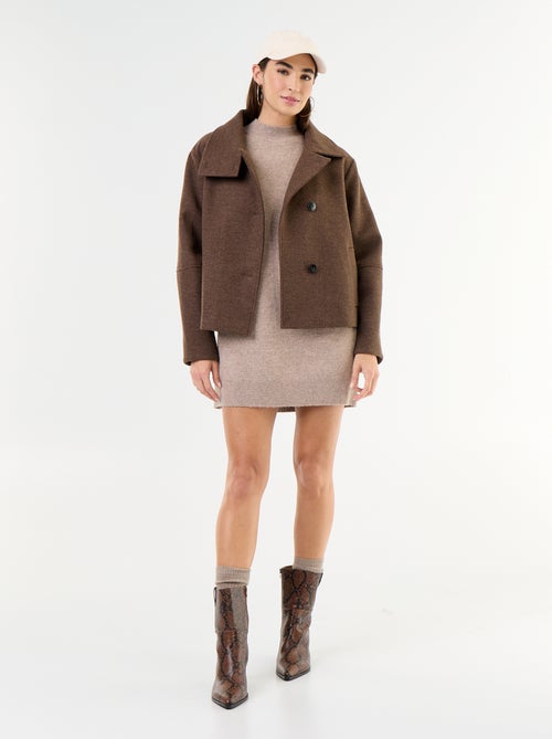 Manteau court effet lainage - Kiabi